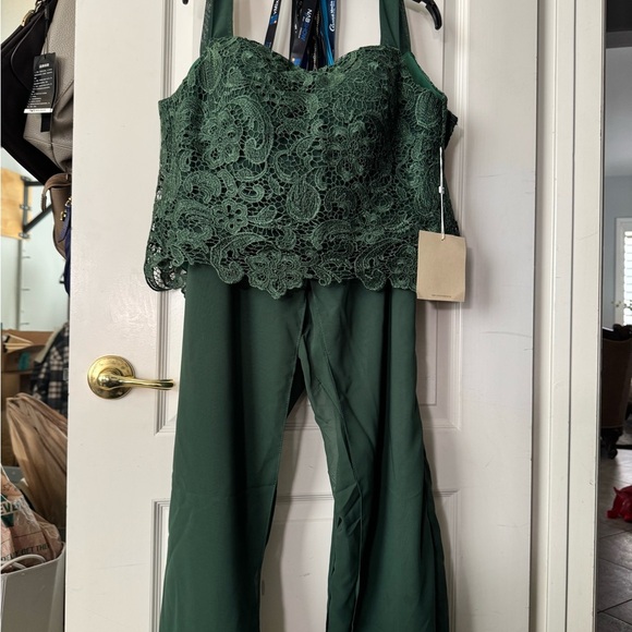 NWT Lan Ting elegant 3pc chiffon & lace  green mother of the bride/groom M - Picture 4 of 16